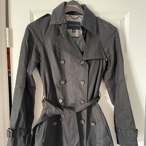 Black knee length trench coat, size XS, Banana Republic